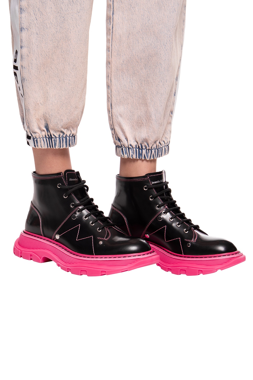 Alexander McQueen Hybrid Chelsea Bootsブーツ Alexander McQueen Hybrid Chelsea Platform Ankle Boots Black